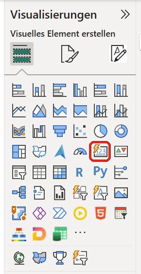 Der Bereich „Visualisierungen“ — markiert ist das Symbol „Karte“.